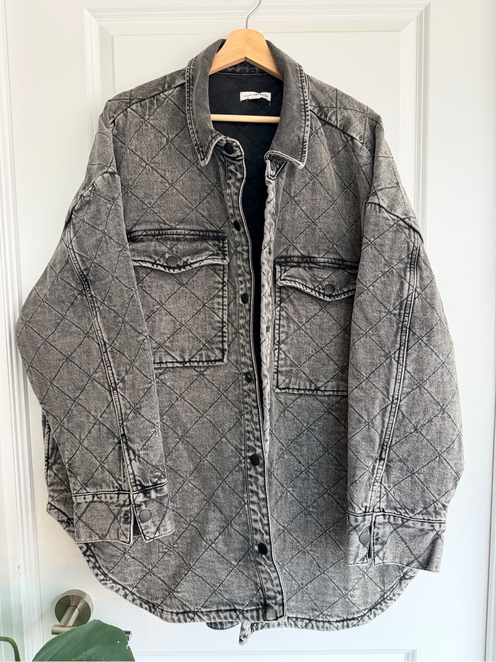 Good American Quilted Oversized Denim Jacket